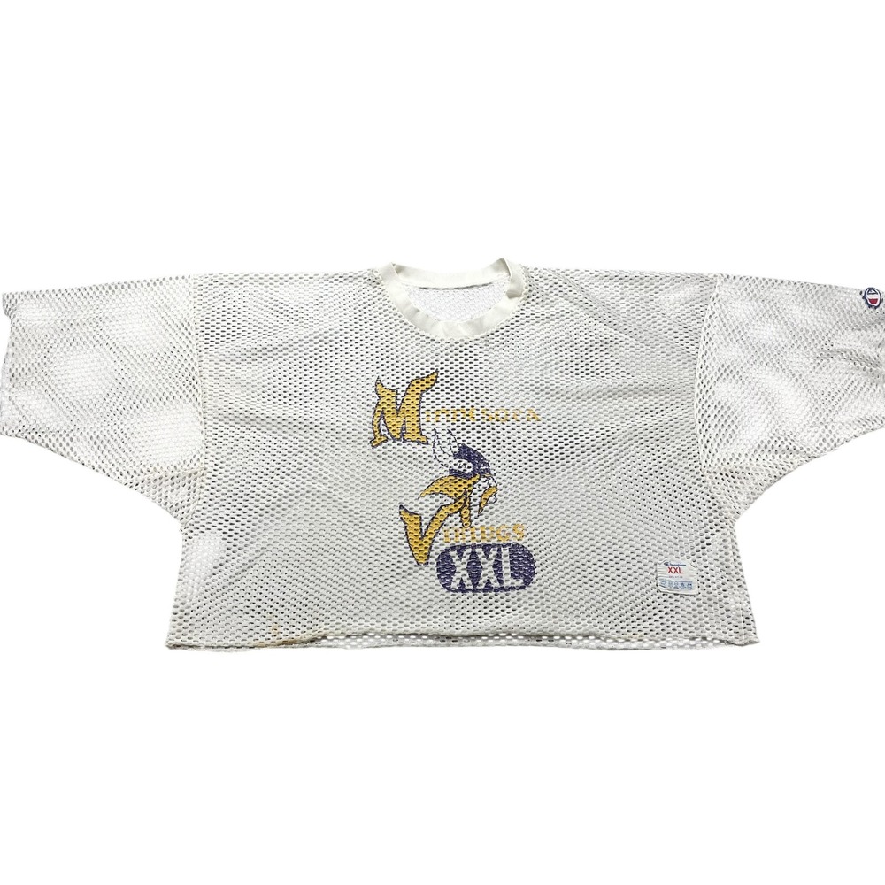 Vintage Minnesota Vikings Jersey Mens 2XL White Mesh NFL Football Champion 80s
